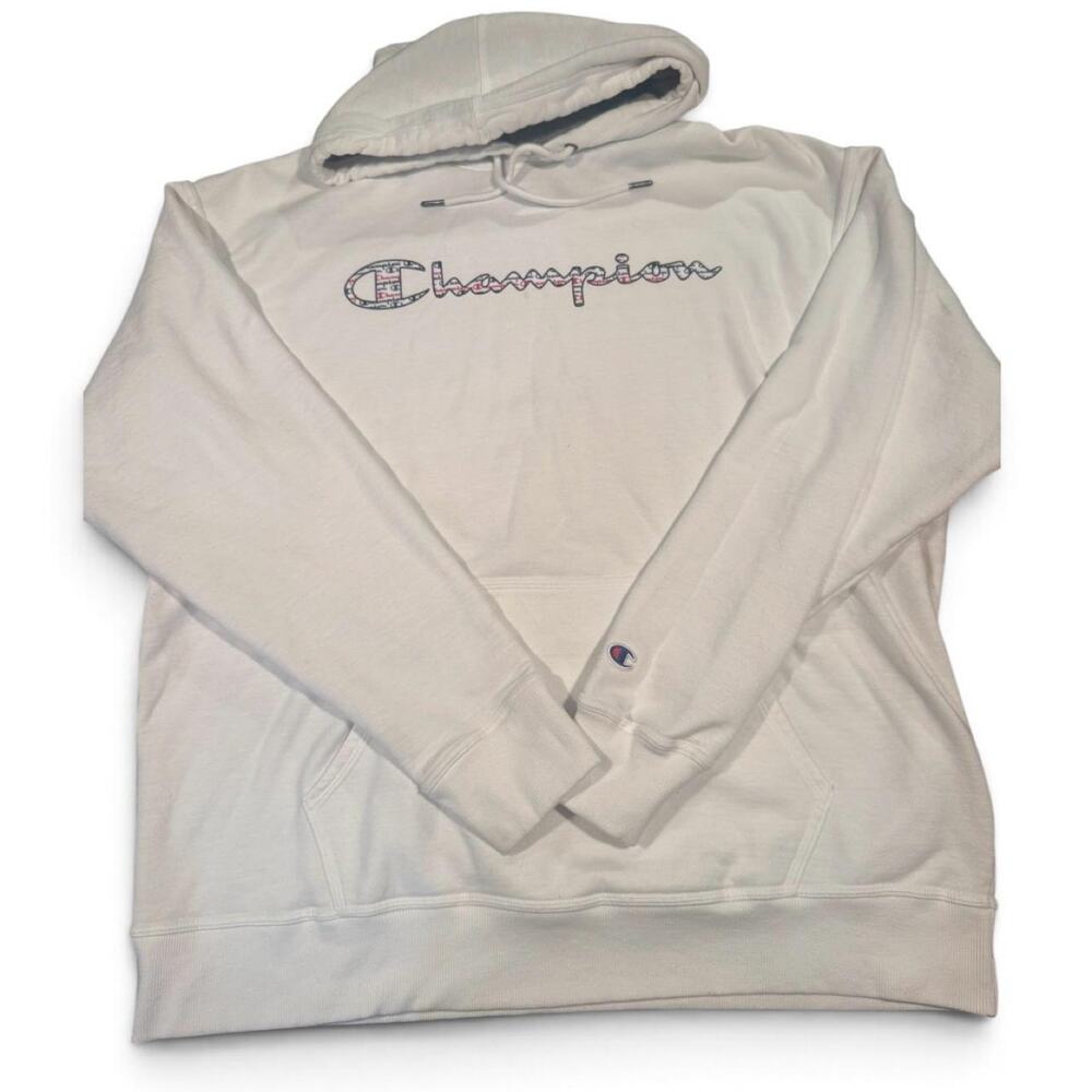 Champion Script Logo Pullover Hoodie Light Gray Men’s 2XL